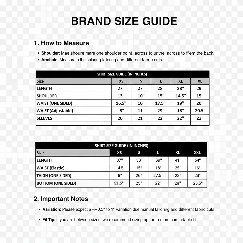 Size Chart for Fuchsia Lattice Tunic Co-ord Set