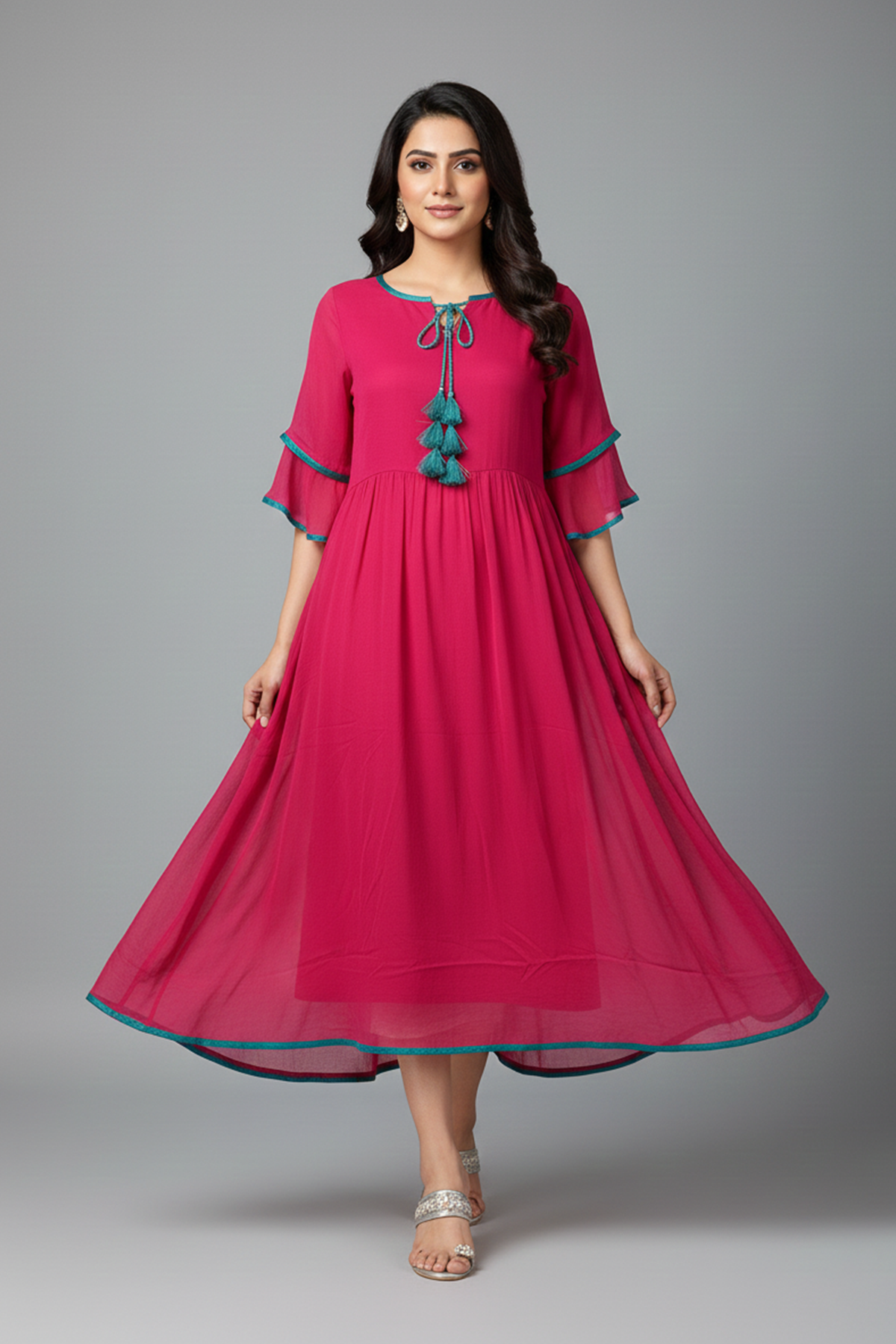 Deep Magenta Tassel Dress