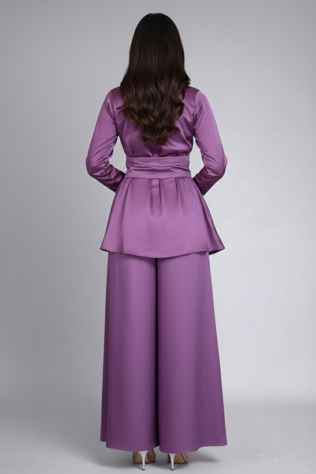 Lavender Floral Embroidered Co Ord Set