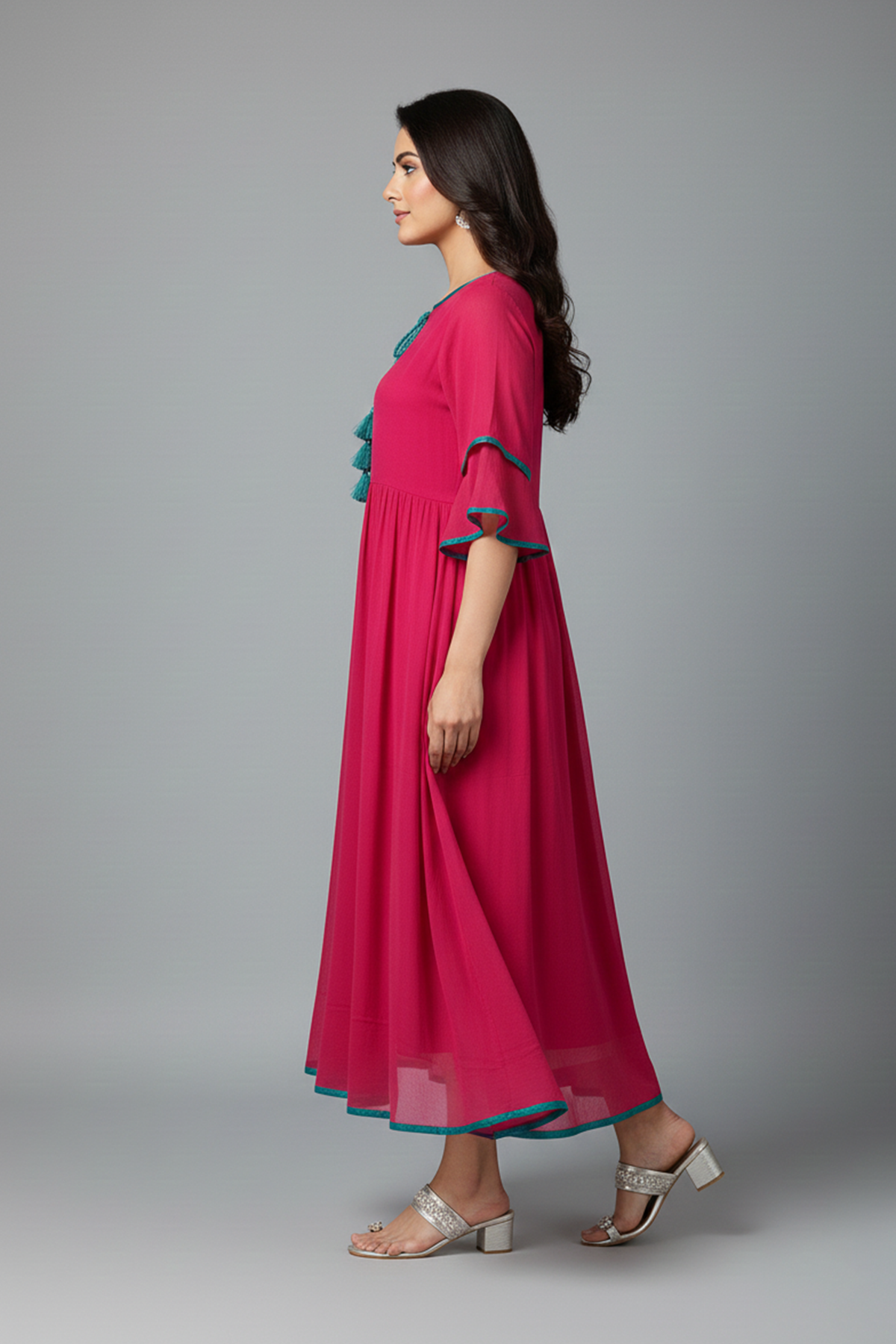 Deep Magenta Tassel Dress