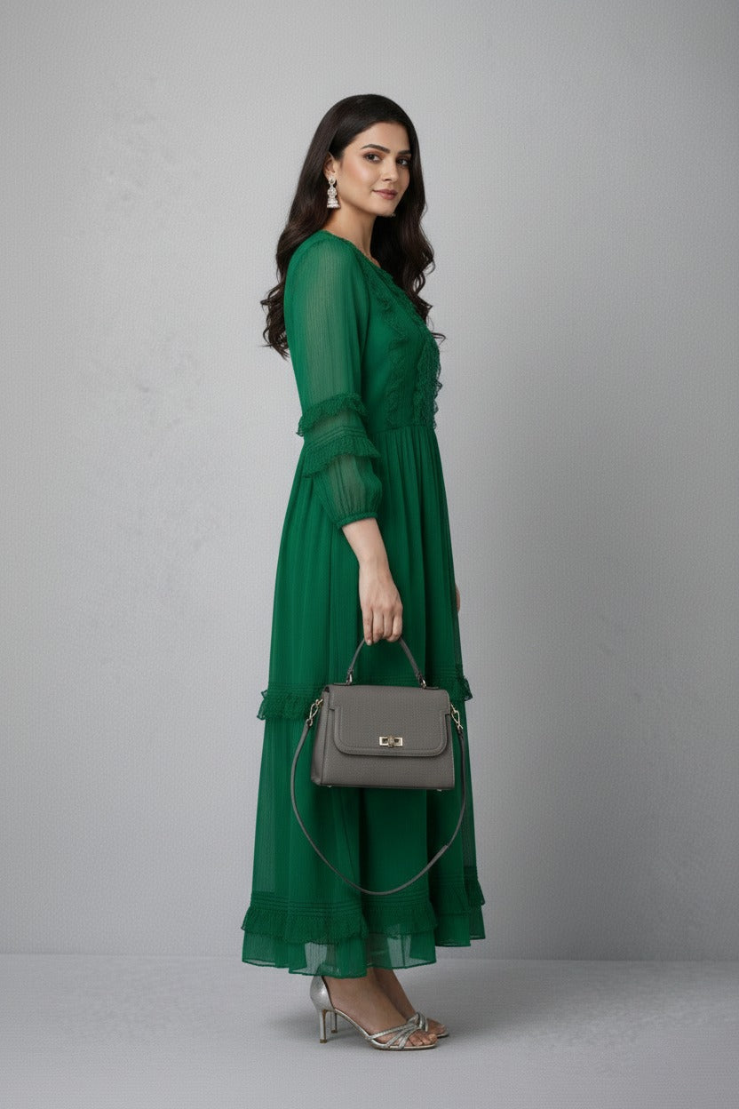 Emerald Enchantment Ruffle Dress