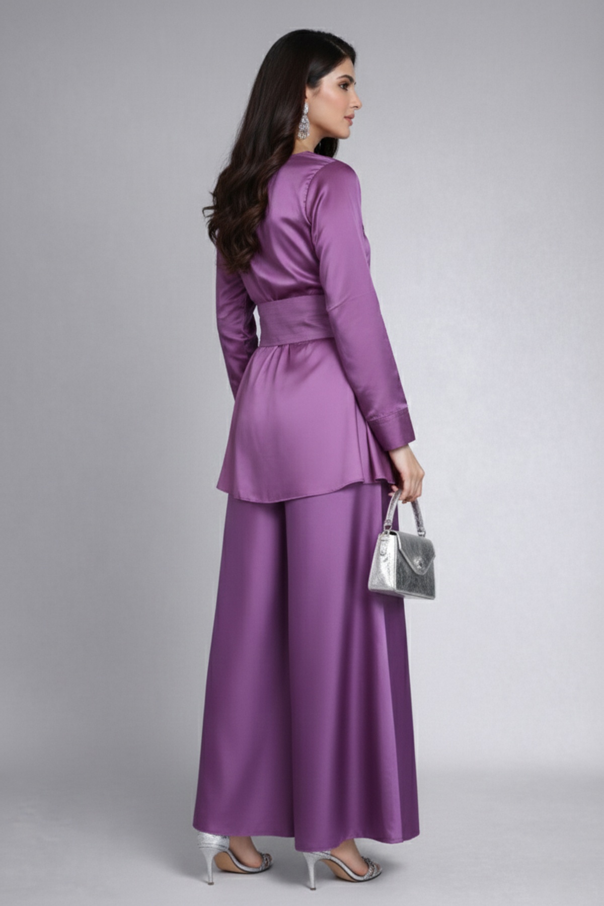 Lavender Floral Embroidered Co Ord Set