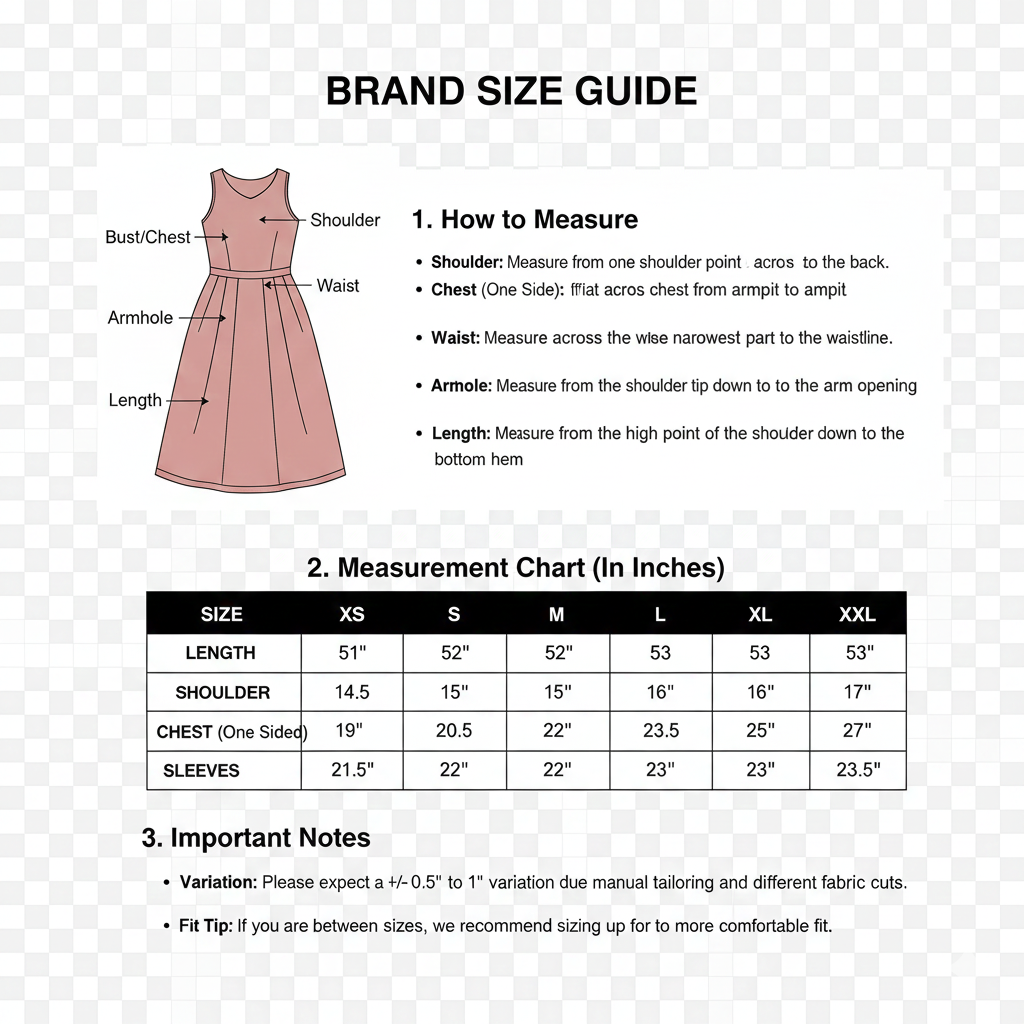 Size Chart for Deep Magenta Tassel Dress
