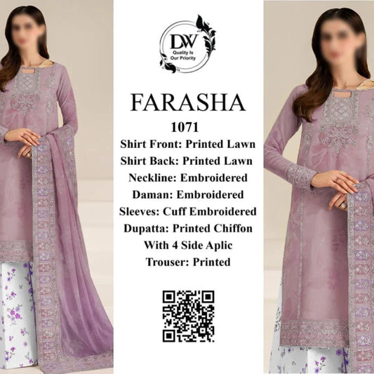 Embroidered with Chiffon Dupatta