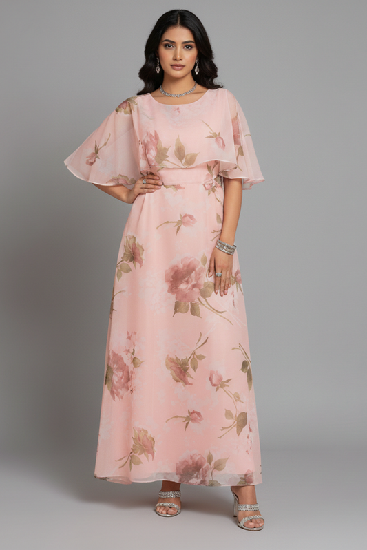 Fairy Pink Floral Maxi Dress