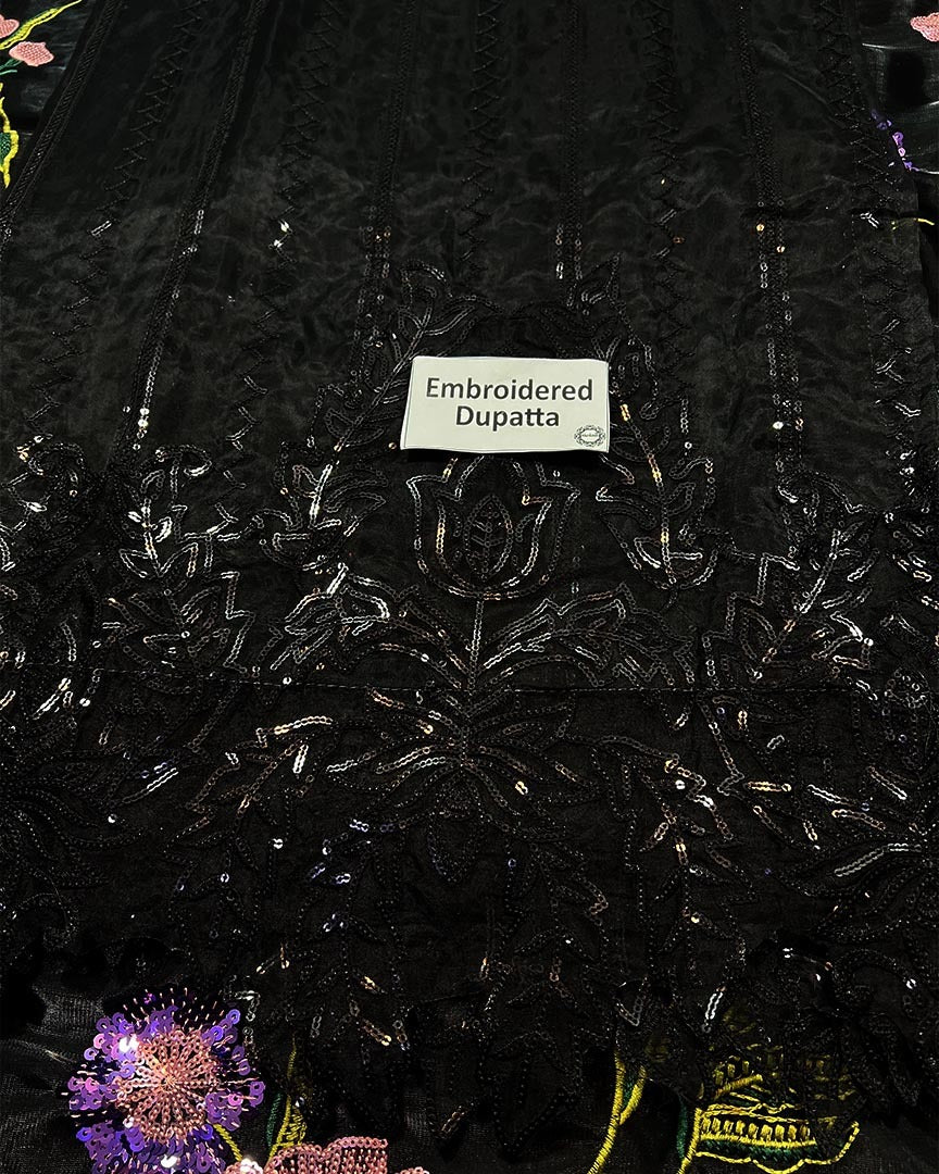 Luxury Formals-Black Floral Sheesha