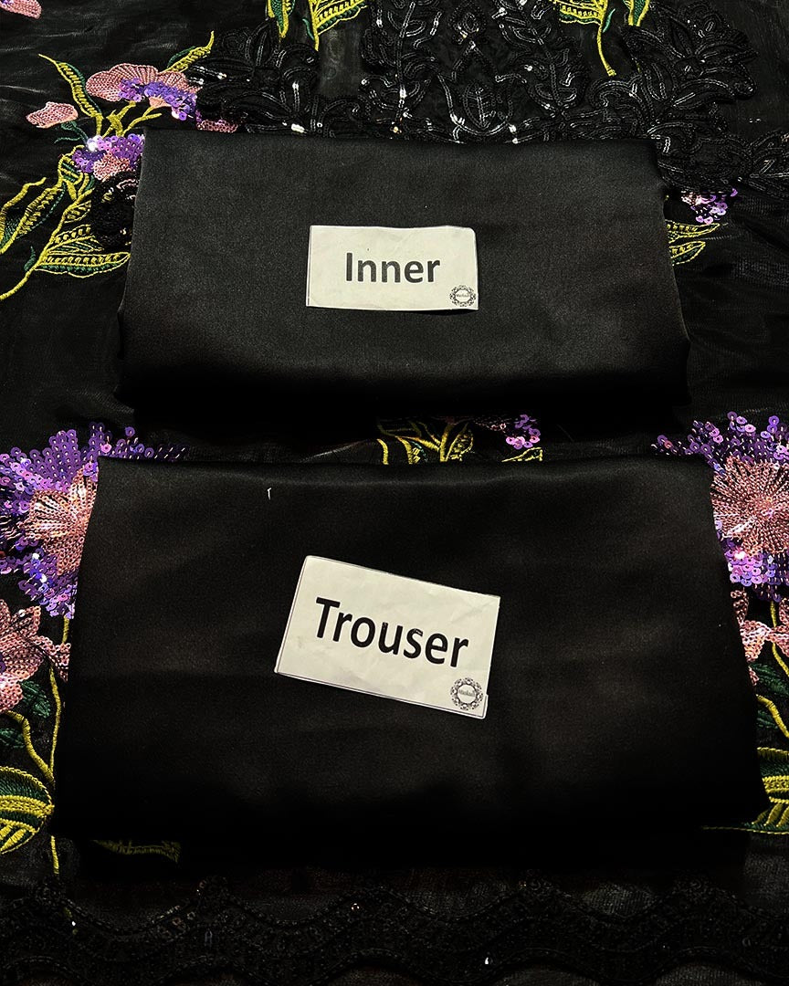 Luxury Formals-Black Floral Sheesha