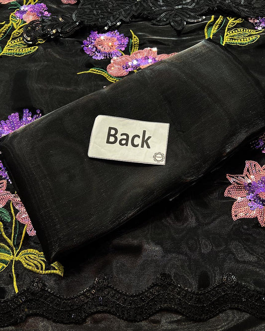 Luxury Formals-Black Floral Sheesha