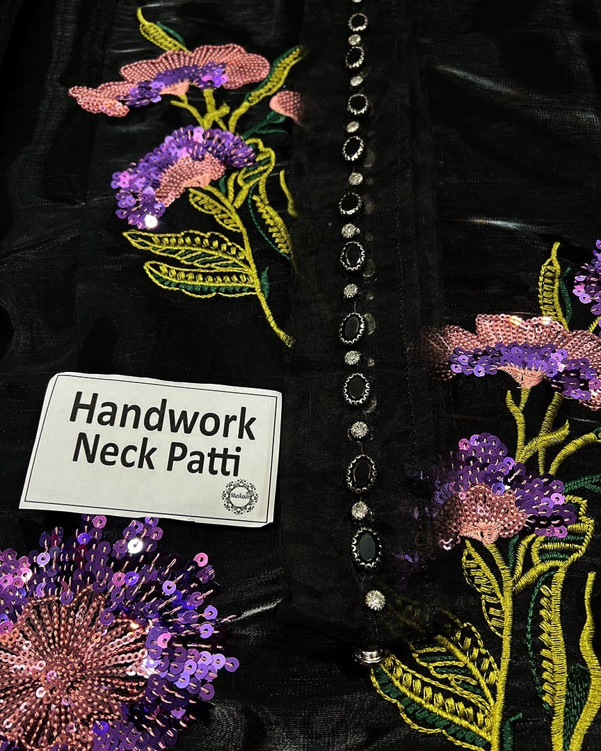Luxury Formals-Black Floral Sheesha